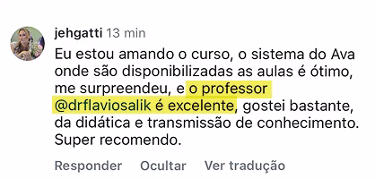 Depoimento de aluno do Método Salik