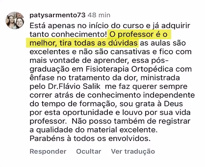 Depoimento de aluno do Método Salik