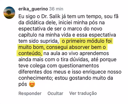Depoimento de aluno do Método Salik